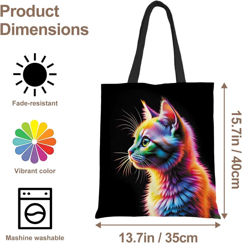 ANNA QUEEN Cat Tote Bag Shoulder Bag Handle Bag for Gym Yoga Picnic Beach Kitchen Reusable - Image 4